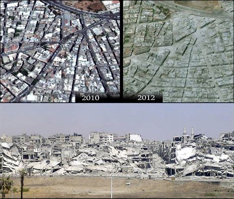 yallair7al:“The neighborhood of Jouret Al Sheyah in Homs (Syria). Before and after Assad’s ...