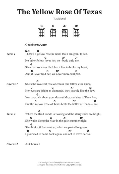 The Yellow Rose Of Texas sheet music by Traditional (Banjo Lyrics & Chords – 122929)