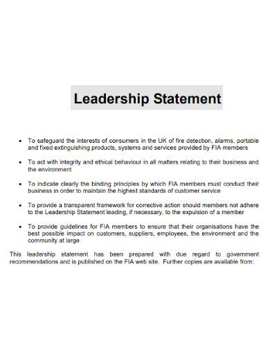 Leadership Statement - 10+ Examples, Format, How to Write, PDF