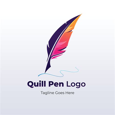 hand drawn quill pen logo design template 14304602 Vector Art at Vecteezy