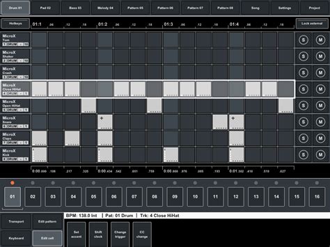 MIDI Pattern Sequencer: MIDI Pattern Sequencer - Manual - Editing drum tracks