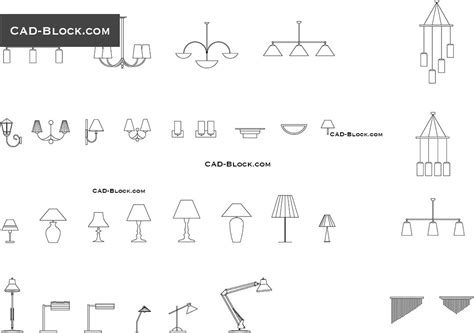 Lighting set AutoCAD Blocks free download