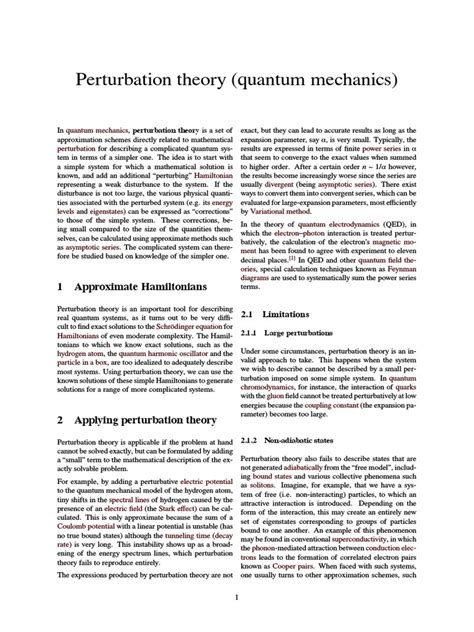 Perturbation theory | Perturbation Theory (Quantum Mechanics) | Quantum ...