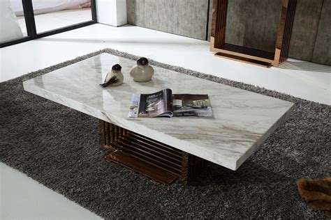 Modern Marble Top and Rosegold Base Coffee Table Fort Worth Texas VIG-Kingsley-White