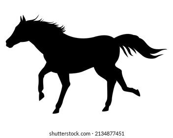 Black Horse Running Animal Silhouette Stock Vector (Royalty Free ...