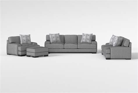 Aidan V 95" Fabric Sofa/Loveseat/Chair/Ottoman Set | Living Spaces