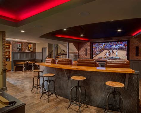 Basement Bar Behind Couch | Houzz