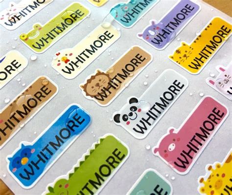 81 Waterproof Name Stickers Daycare Labels Cute Animal | Etsy