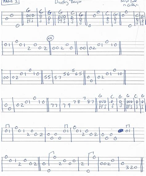 Dueling Banjos - Banjo Tab in G Major - Page 1 of 3 | Banjo chords, Dueling banjos, Banjo tabs