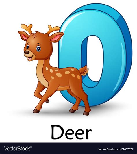 Letter d is for deer cartoon alphabet Royalty Free Vector | Deer ...