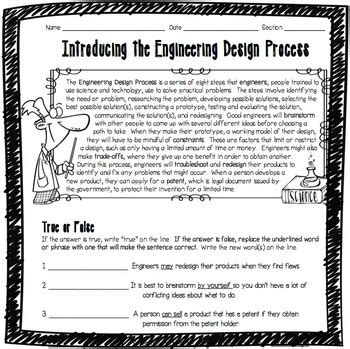 Introducing the Engineering Design Process Worksheet by Adventures in ...