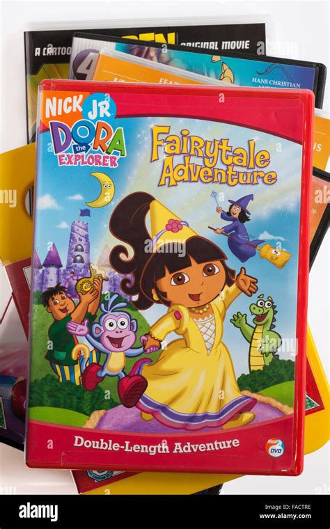 pile of DVDs with Dora the Explorer Fairytale Adventure DVD on top Stock Photo - Alamy