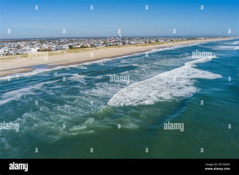 Aerial view of Ship Bottom Long Beach Island New Jersey with waves ...