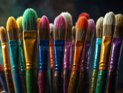 Types of Paint Brushes. Watercolor, Oil Paint, Powder Paint, Etc Stock Illustration ...