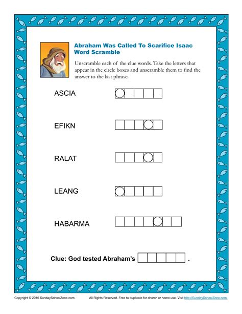 Abraham And Isaac Worksheet