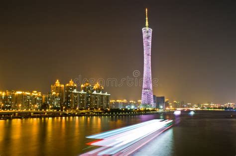 Guangzhou city night view editorial stock image. Image of evening - 46305104