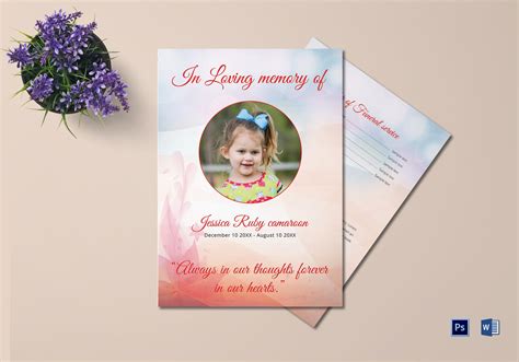 Simple Funeral Template For kids in Adobe Photoshop, Microsoft Word