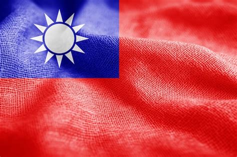 Republic of China Taiwan cloth flag with waving folds | Premium AI ...