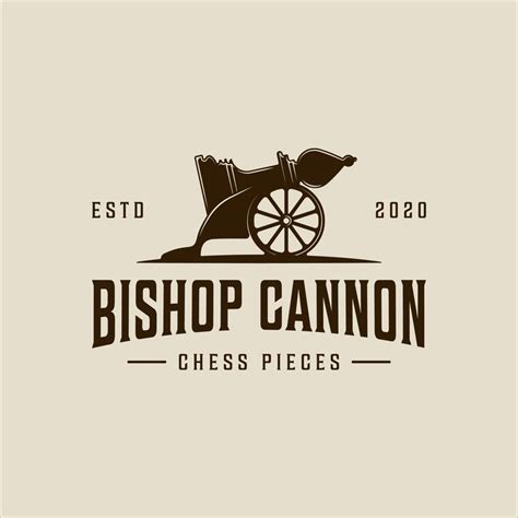 chess bishop cannon creative logo vector vintage illustration template icon graphic design ...