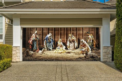 Nativity Scene Garage Door Banner, Christmas Mural for Double Garage ...