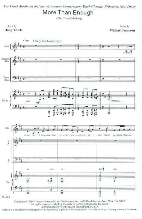 More Than Enough by Michael Isaacson Sheet Music for SATB Choir at Sheet Music Direct