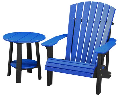 Deluxe Poly End Table and Deluxe Adirondack Chair in Blue and Black