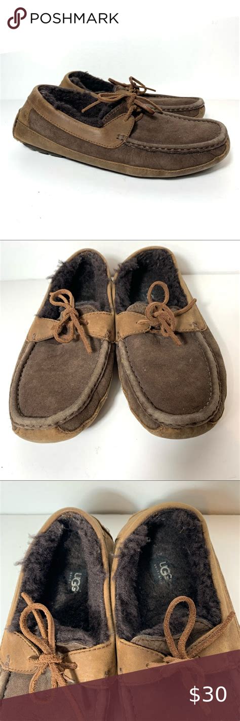 UGG Men’s Brown Slipper Moccasins Suede Size 9 Brown Slippers, Mens Uggs, Fashion Design ...