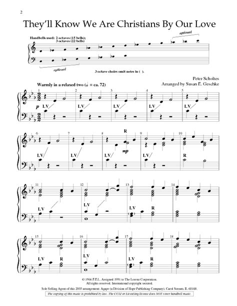 They'll Know We Are Christians By Our Lo Sheet Music by Peter Scholtes ...