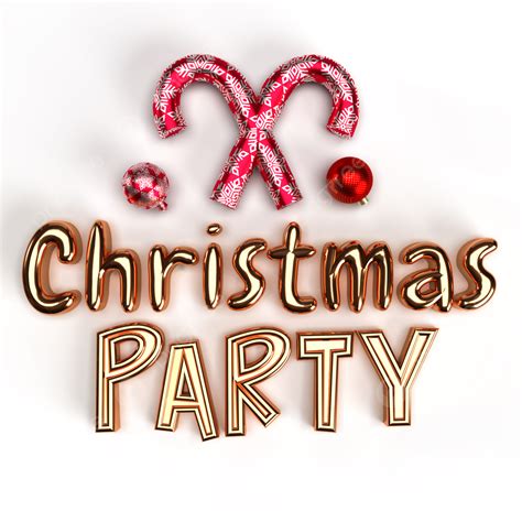 Golden Text 3d Transparent PNG, Christmas Party 3d Gold Golden Text ...