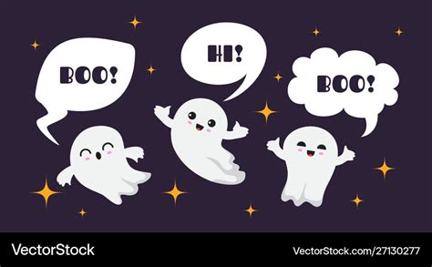 Cute happy ghosts flat ghost character Royalty Free Vector