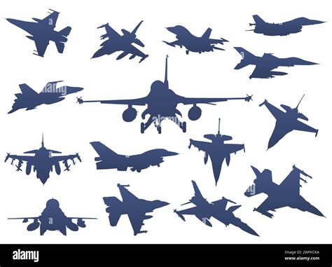 Military aviation silhouettes set. Fighters and aircraft Stock Vector Image & Art - Alamy