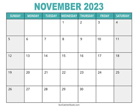 November 2023 Calendar (Free Printable) – DIY Projects, Patterns ...