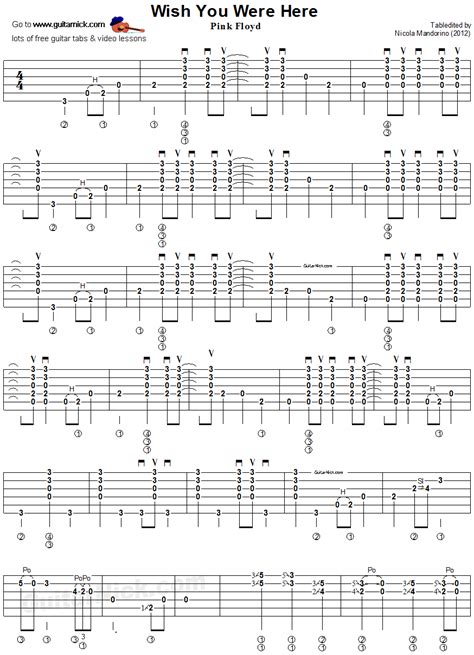 Wish You Were Here: guitar tab with melody and chords | Guitar tabs, Guitar tabs and chords, Guitar