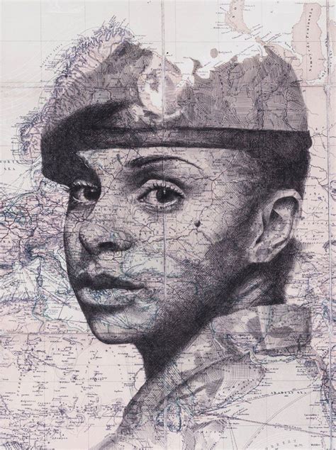 Series of beautiful portraits drawn directly onto maps by Ed Fairburn. Graphic Poster, Poster ...