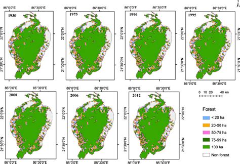 Spatial distribution of forest cover: 1930 to 2012. | Download Scientific Diagram