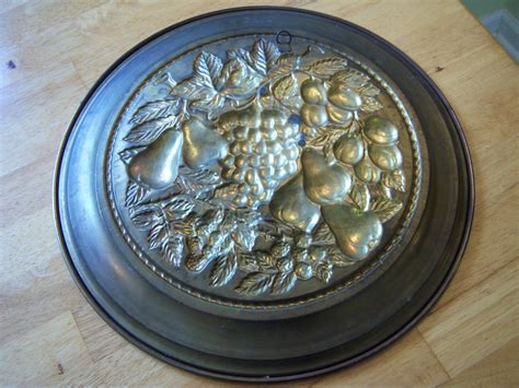 Vintage Brass Decorative Plate/brass Wall Hanging/made in England/fruit ...