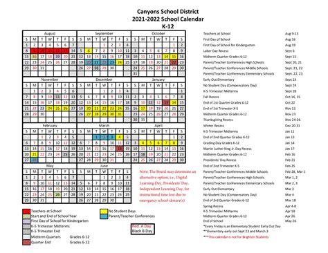 Canyons School District Calendar 2021-2022 & Holidays