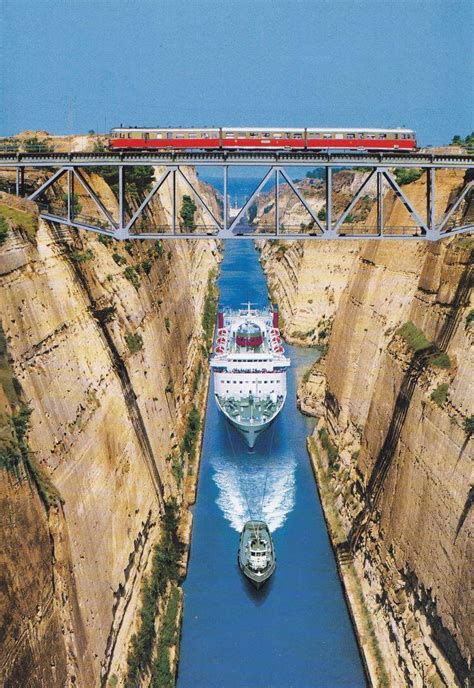 Corinth Canal connecting the Gulf of Corinth with the Saronic Gulf in the Aegean Sea [750 x 1089 ...