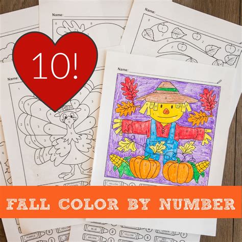 10 Autumn Color by Number Printable Coloring Pages for Kids - Etsy Canada