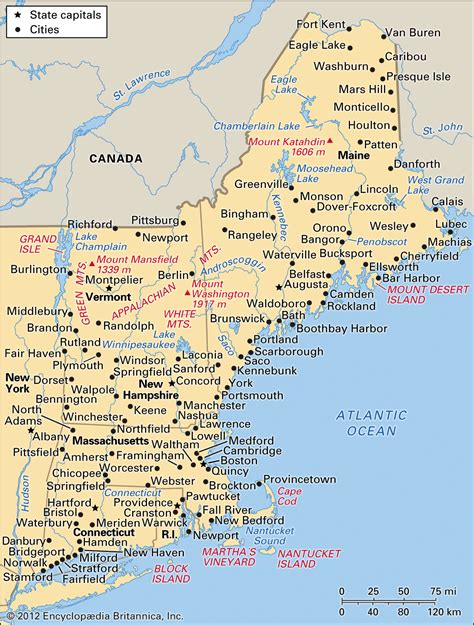 Printable Map Of New England