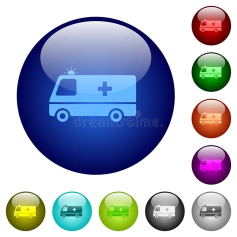Flashing Ambulance Car Front View Color Glass Buttons Stock Vector - Illustration of intensive ...