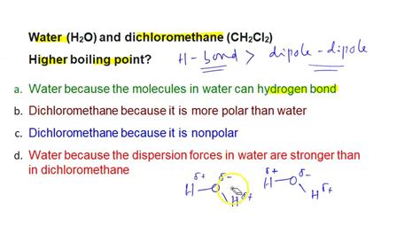 SOLVED: Water (H2O) and dichloromethane (CH2Cl2) are common solvents in a chemistry lab. Which ...