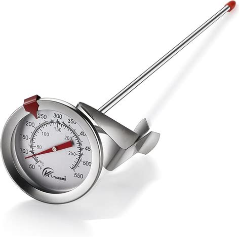 KT THERMO Deep Fry Thermometer With Instant Read,Dial Thermometer,12" Stainless Steel Stem Meat ...