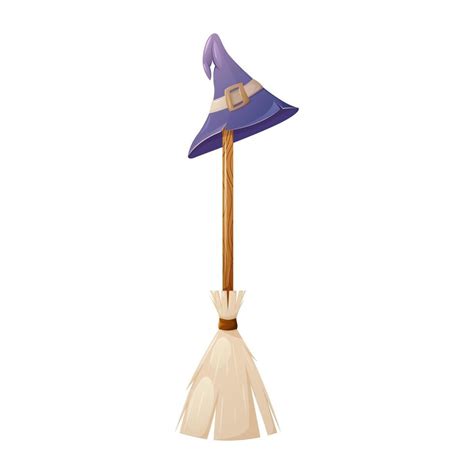 Broom and witch hat. Cartoon vector illustration for Halloween ...