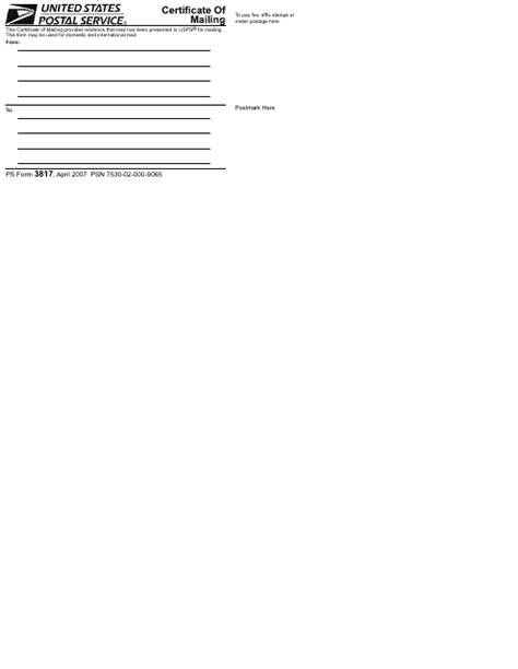 PS Form 3817 - Fill Out, Sign Online and Download Printable PDF | Templateroller