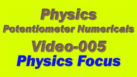 Potentiometer numericals || Applications of potentiometer - YouTube