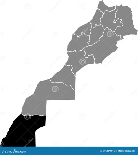 Location Map of the Dakhla-Oued Ed-Dahab Region of Morocco Stock Vector ...