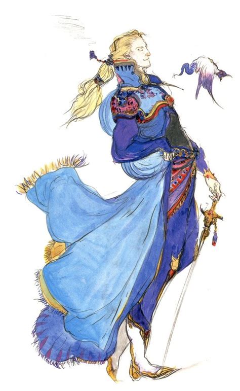 Final Fantasy VI - Edgar Concept Art - Yoshitaka Amano Final Fantasy Cloud, World Of Final ...