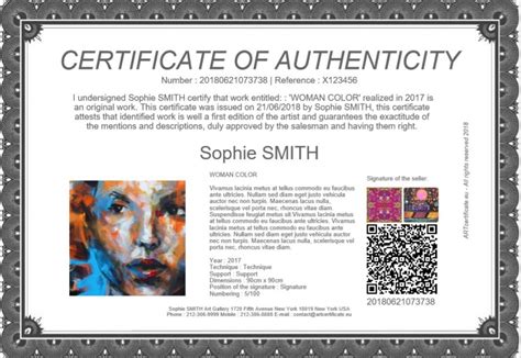 Certificate Of Authenticity Art Template For Your Needs