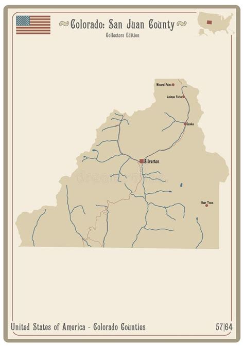 Map of San Juan County in Colorado Stock Vector - Illustration of ...